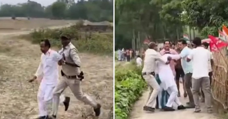 পশ্চিমবঙ্গে বিজেপির প্রার্থী শুভেন্দুকে মাঠের মধ্যে ধাওয়া দিয়ে মারধর